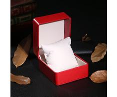 NICERIO Uhrenbox, Premium PU Single Grid Armband Box Geschenkbox Schmuckschatulle mit Kissen, ideal für Weihnachten Neujahr Geburtstagsgeschenk (Rot)