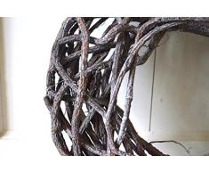 Kranz Rattan Korb rund grau Weihnachtsdeko Tischdeko Tür-Deko Türkranz Shabby Deko ca. 36cm Durchm.