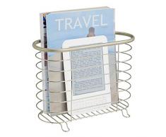 mDesign Zeitungshalter zum Aufstellen – schöner Zeitschriftensammler aus Metall für Badezimmer, Küche oder Büro – auch für Bücher, Tabletts etc. geeignet – Farbe: Chrom