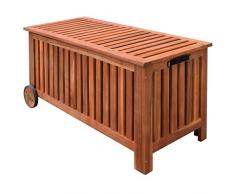 vidaXL 41772 Aufbewahrungsbox Gartentruhe Gartenbox Kissenbox + Räder Holz 118x52x58cm, One Size