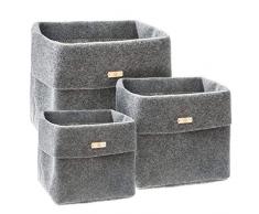 ATMOSPHERA Dekokörbe Square, 3 Größen, Marineblau, Farbe:Grau
