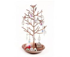 Dazone Vögel Schmuckständer Kettenständer Baum Armbandständer Schmuckhalter Ohrringhalter Metall Schmuckaufbewahrung Schmuckbaum Valentinstag Geschenk Damen - Antique Bronze