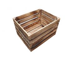 MigiEinkauf 1 Stück Neue geflammte Weinkisten Holzkisten Obstkisten Apfelkisten Weinkiste ca. 50 x 40 x 31 cm - 53 L original