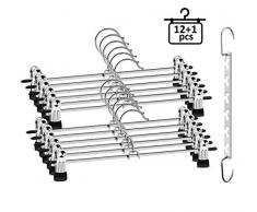 ilauke Metall Hosenbügel Kleiderbügel mit Magic Kleiderbügel, Anti-Rutsch Kleiderbügel für Hosen Socken Röcke (12 Stück)