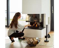 Relaxdays Kaminholzkorb Edelstahl, Feuerholzkorb modern, Brennholzkorb Metall, Holzlege, HxBxT: 16 x 41 x 33 cm, silber