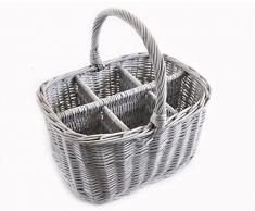 PM24 Rattankorb Weidenkorb Flaschen Korb Tragekorb aus Rattan Weiss K9-120