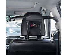 FMS Auto Kleiderbügel und 2 Autositz Zurück Haken Autokleiderbügel für Kopfstütze für Kleiderbuegel Kleidung Anzuege Jacke Shirts Kleiderbügel Schwarz (Schwarz)