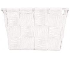 WENKO 20369100 Aufbewahrungskorb Adria Mini Weiß - Badkorb, quadratisch, Kunststoff-Geflecht, Polypropylen, 14 x 9 x 14 cm, Weiß