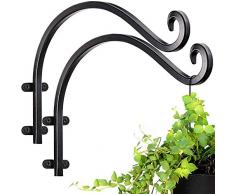 Jiayi Blumenampel Halterung 2 Stück Metall Wandhaken für Blumenampel Wandhalterung Hängeampel Draußen Gusseisen Blumenampelhalter Garten für Zaun Blumenampel Groß, Hängekörbe, Windspiele, Laternen