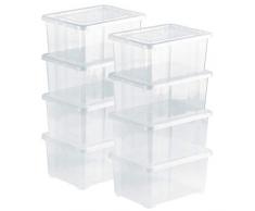 Grizzly Aufbewahrungsboxen 8 x 1,7 L mit Deckel transparent - Klarsichtboxen stapelbar mit Belüftung