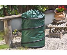 Gartensack Pop Up Laubsack Selbstaufstellend Springsack 120 L,verschließbar mit Kordelzug faltbar, grün, 50 x 50 x 60 cm, 06739