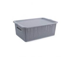 hhuanxiao Aufbewahrungsbox Kunststoff rechteckige Aufbewahrungskorb mit Abdeckung Rattan Aufbewahrungseimer für Desktop Badezimmer Küche Kleidung Lagerung Organizer