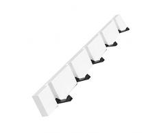 YunNasi Hakenleiste Bambus Garderobeleiste mit Faltbar Haken Wandgarderobe Handtuchhalter Mehrzweckhaken (Weiß, 5 Haken)