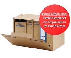 ELBA 100421093 Systemcontainer tric system 5 Stück mit Frontklappe zur Archivierung Ordnern stapelbar in der Höhe arretierbar naturbraun Archivschachtel Archivbox