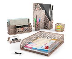 Arteza Schreibtisch-Organizer-Set, 6-teilig Rotgold, enthält Bleistiftbecherhalter, Briefsorter, Briefablage, Zeitschriftenhalter, Namenskartenhalter, Haftnotizenhalter, für zu Hause oder Büro