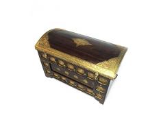 Orientalische Truhe Kiste aus Holz yaprak XXL - 90cm groß | Vintage Sitzbank mit Aufbewahrung für den Flur | Aufbewahrungsbox mit Deckel im Bad | Betttruhe als Kissenbox oder Deko im Schlafzimmer