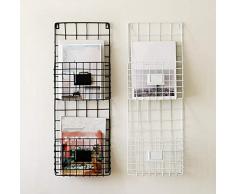 TINE Magazinhalter, Metalldraht Magazin Zeitungshalter Wand Hängend Zeitschriftenständer Feilenhalter Dekorativen Lagerbehälter Veranstalter Zeitung Wandzeitungshalter, Weiß,2Layers