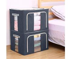 Eastjing Starre Faltbare Kleideraufbewahrung Aufbewahrungstasche große Größe Aufbewahrungsbox Für Bettdecken/Kissen/Kleidungen/Oxford Tuch Mit Metallrahmen Und 2 Geöffnete Fenster - 2 Stück