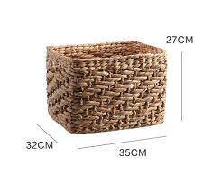 J+N NJ Ablagekorb- Handgemachte Wasserhyazinthe Platz Ablagekorb Schubladenkorb Ablagekorb Wäschekorb Nordischen Stil (Farbe : Brown, größe : 35x32x27cm)