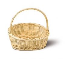 Adam Schmidt Geschenkkorb oval/schräg, weiß/Natur, T 40cm x B 48cm x H 15/45cm