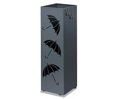 HENGMEI Schirmständer Regenschirmständer aus Metall mit Wasserauffangschale und Haken für Büro und Zuhause, 49x15cm (Matt-anthrazit, Regenschirm)