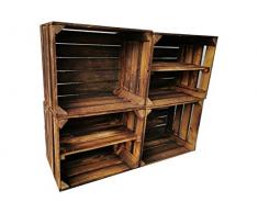 Alte geflammte Obstkisten/Holzkisten mit Zwischenboden LANG verarbeitet - Ideal für den Möbelbau - Tolle Set-Angebote (4er Set / 2 x Boden Lang)