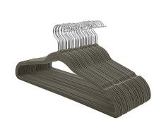 SONGMICS Kleiderbügel Samt, 30er Set, Jackenbügel mit Rutschfester Oberfläche, 42 cm lang, Anzugbügel, dünn, robust, gut belastbar, um 360° drehbarer Haken, für Mäntel, Hemden, grau CRF26V