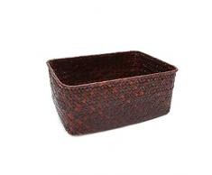 ghfashion Gewebter Korb, DIY Handgemachte Getrocknete Blumen Gras Obstkorb Rattan Bambus Rahmen Trümmer Aufbewahrungsbox Haushaltsgegenstände Kaffee Groß