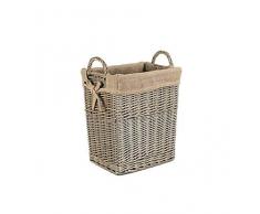 Flechtweide Rechteckig Holzklotz Korb mit Futter Größe M