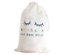 Odernichtoderdoch Wäschebeutel Aus den Augen, aus dem Sinn - Stoffbeutel zur Aufbewahrung von Schmutzwäsche - Maße 49 x 75 cm, Reine Baumwolle