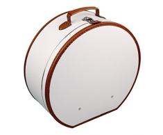 Hutschachtel Pappe weiß mit brauner Borde ca. Ø 50 x 20 cm Hutkoffer Hutbox Hutaufbewahrung Hutschachte Hutkiste Hutkarton