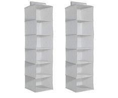 Navaris 2er Set Stoffregal Kleiderschrank Organizer - 2X 6 Fächer Hängeregal aus Stoff für Kleiderschrank - 30x30x126cm Hängeaufbewahrung in Grau