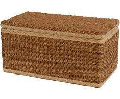 Truhe / Wäschetruhe aus natürlicher Bananenblatt-Rattan Materialkombination - Versandkostenfrei in DE