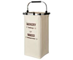 TOPP4u großer Wäschekorb stabil und standfest mit gepolstertem Henkel zum leichten Tragen, beige, 60 l - 33 x 33 x 66 cm, Wäschesammler für bis 8 kg Wäsche