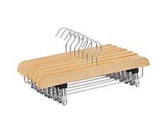 SONGMICS 8 x Holz Kleiderbügel Hosenspanner Hosenbügel für Hosen Röcke rutschfest aus Schima-Holz 35,5 cm CRW008-8