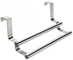 WENKO 79172100 Tür-Handtuchstange Twin - 2 Stangen, Edelstahl rostfrei, 23.5 x 11 x 9 cm, Silber matt
