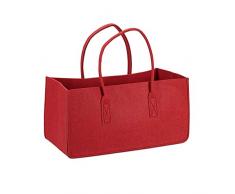 Close Up Filztasche Kaminholztasche Filzkorb Korb Kaminholzkorb Filz Zeitungsständer Zeitungskorb, Rot ca. 50 x 25 x 25 cm