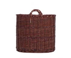 e-wicker24 Vollweidener Kaminkorb, Kaminkorb aus Weide, wengegrauer Weidenkorb für Kaminholz, Kaminkorb mit Tragegriffen, Spielzeugkasten