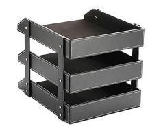 Domilay BüRo Material 3 Schichten PU Leder Schreibtisch Dokument Aktenfach Rack Aktenregal Rahmen Papier Organizer Haus Magazinablage