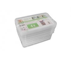keeeper Aufbewahrungsboxen mit Air Control System, 4-teiliges Set, 4 x 5,6 l, 33 x 19,5 x 12 cm, Bea, Transparent