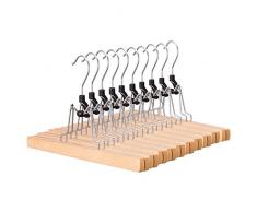 Pre&Mium 20 Stück Hosenspanner Kleiderbügel Holz Hosenbügel mit Rutschfest Hosenklemmbügel Hosenhalter, 360 Grad drehbar