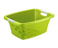 Rotho Flowers Wäschekorb 25 l, Kunststoff (PP), grün / weiss, 25 Liter (50,5 x 38 x 22 cm)