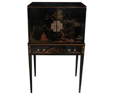 Casa Padrino Jugendstil Schmuckkommode Schwarz/Dunkelbraun 69 x 42 x H. 118cm - Schmuckschrank mit 11 Schubladen