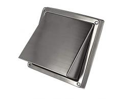 Abluft-Mauerkasten Ablufthaube Wetterschutzhaube Edelstahl matt gebürstet Lufthaube Fassadenabluft Aussenwandabluft Lüftungsgitter Dunstabzug Abluftklappe Rückstauklappe Überdruckgitter (125mm)