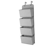 Starsglowing Schrank Organizer aus Stoff Hängeorganizer 4 Fächer für Handtücher Unterwäsche Socken faltbar 33 x 9 x 91 cm (Grau)