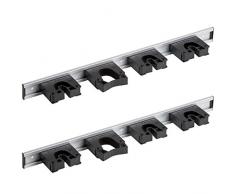 Heim & Büro 2X Geräteleiste 50 cm Aluminium inkl. 4 Gerätehalter für 20-30 mm Stiele | Ordnungsleiste