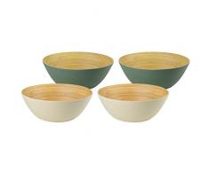 BIOZOYG Bio Bambus Schalen Müslischalen 4er Set 2X Elfenbein 2X Petrol 16 x 6 cm rund 500 ml I Umweltfreundliches Bambus Geschirr Schüssel Bambus Dekoschale Obstschale Holzschale Salatschale