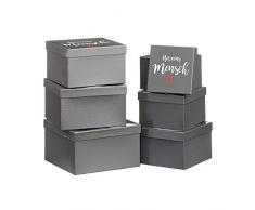 1 x 6er Set Boxenset anthrazit Herzensmensch 6tlg. Valentinstag Liebe Geschenkboxen Hochzeit Herz (1 x Boxen anthrazit)