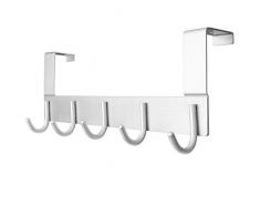 DeYoun Türgarderobe mit 5 Haken, Kleiderhaken für die Tür ohne Bohren, Türhaken für Küche, Badezimmer, Wohnzimmer und Flur