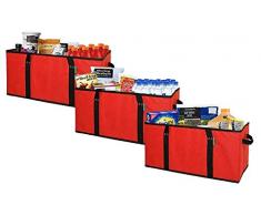 Earthwise wiederverwendbar Lebensmittels Staubbeutel Shopping Box Extra große Tragetasche aufklappbare Tasche mit Fold Down verstärkter Boden (Set von 3)